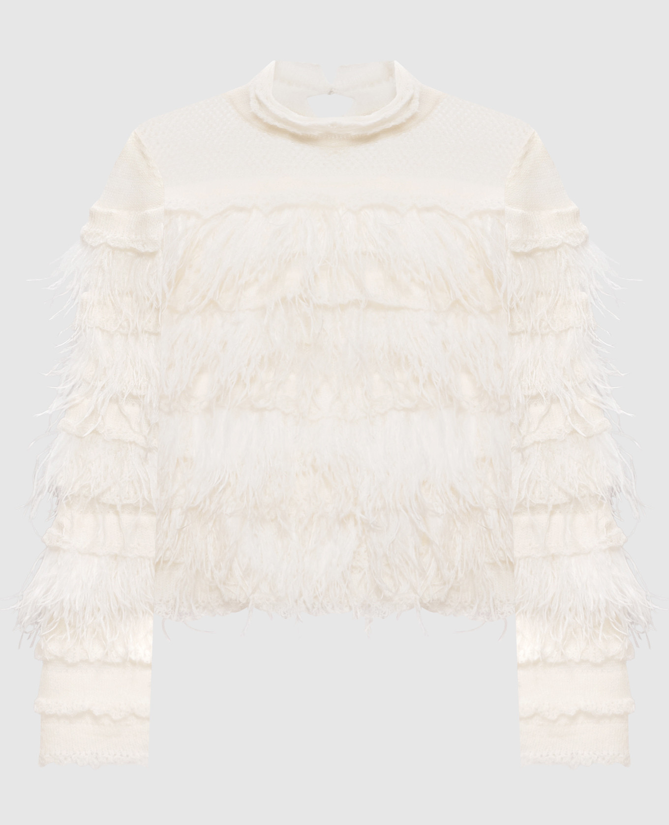 Белый свитер с шерстью альпаки и перьями страуса, Свитера
Белый свитер с шерстью альпаки и перьями страуса, Свитера