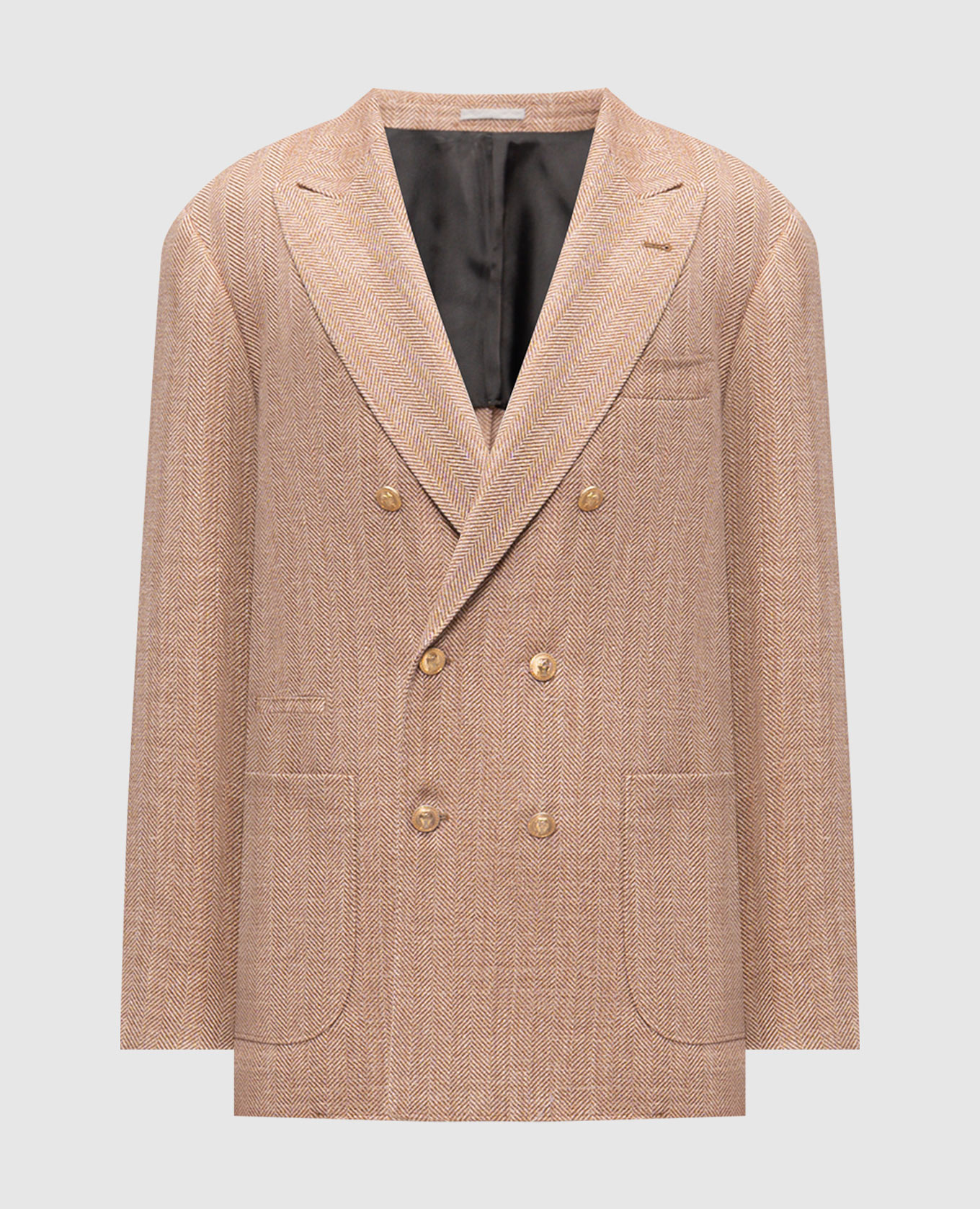 Коричневый двубортный пиджак из шерсти, шелка и льна, Пиджаки
Коричневый двубортный пиджак из шерсти, шелка и льна, Пиджаки