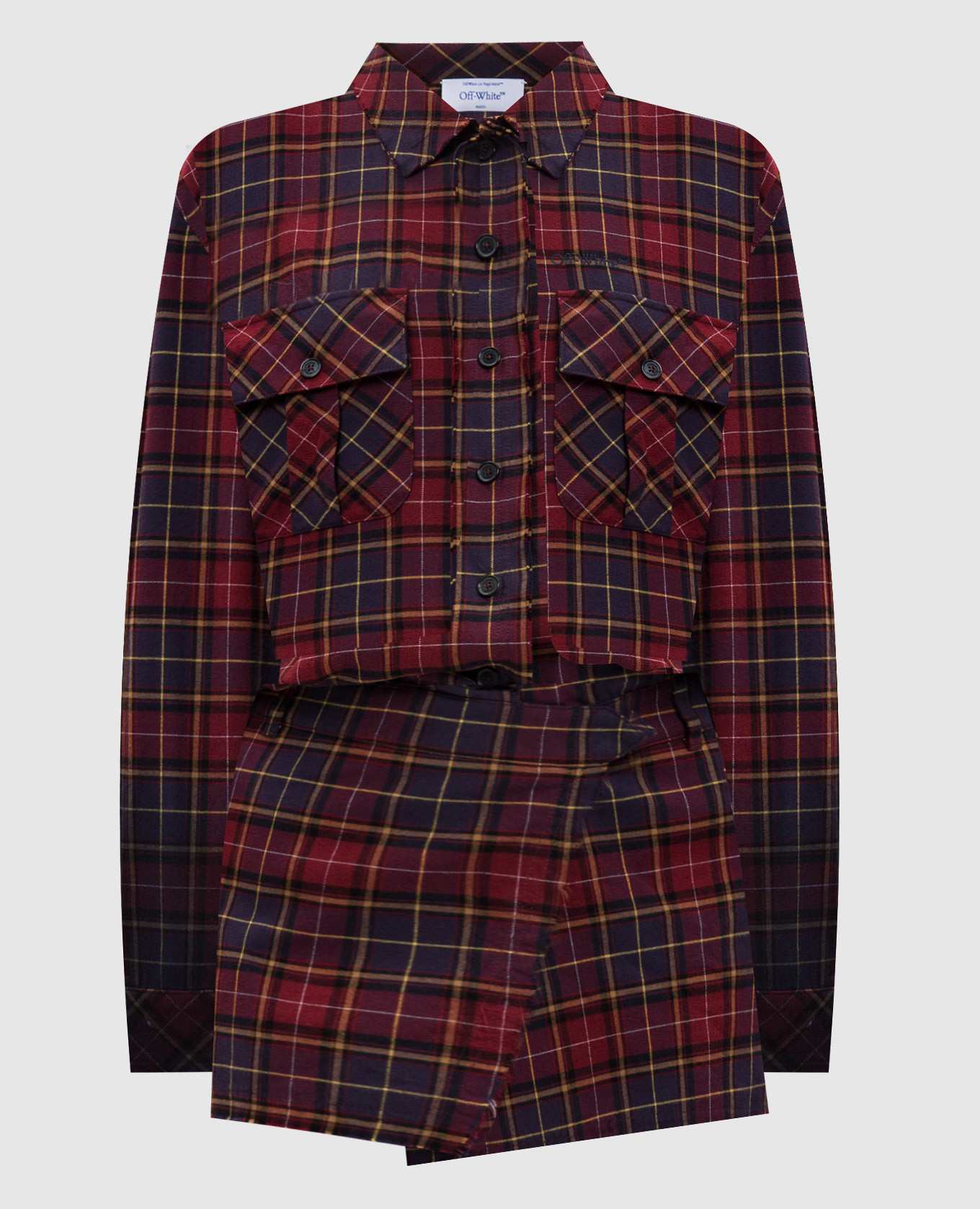 Бордовое платье-рубашка в клетку с логотипом, Бордовый, Повседневные платья
Бордовое платье-рубашка в клетку с логотипом, Бордовый, Повседневные платья