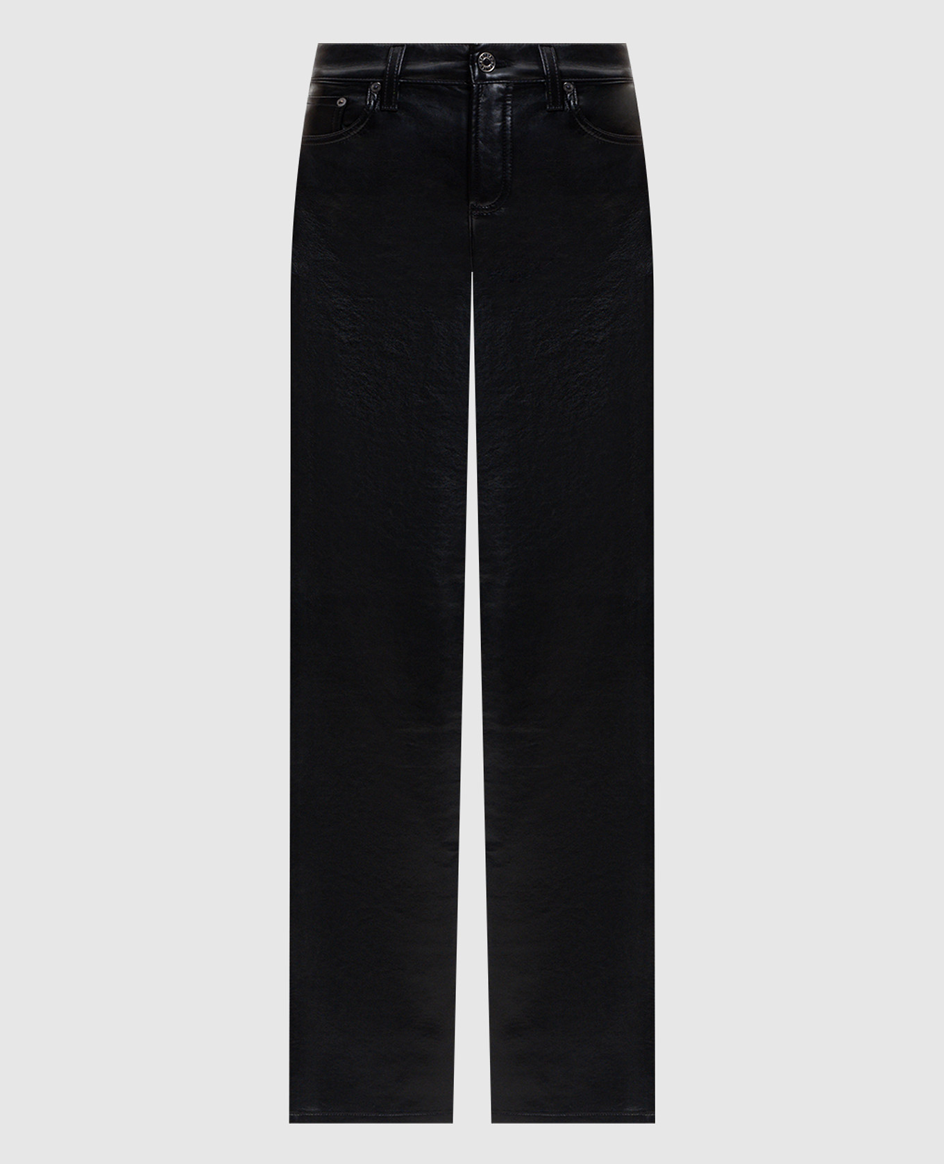 Черные брюки с переработанной кожей, Черный, Прямые брюки
Черные брюки с переработанной кожей, Черный, Прямые брюки