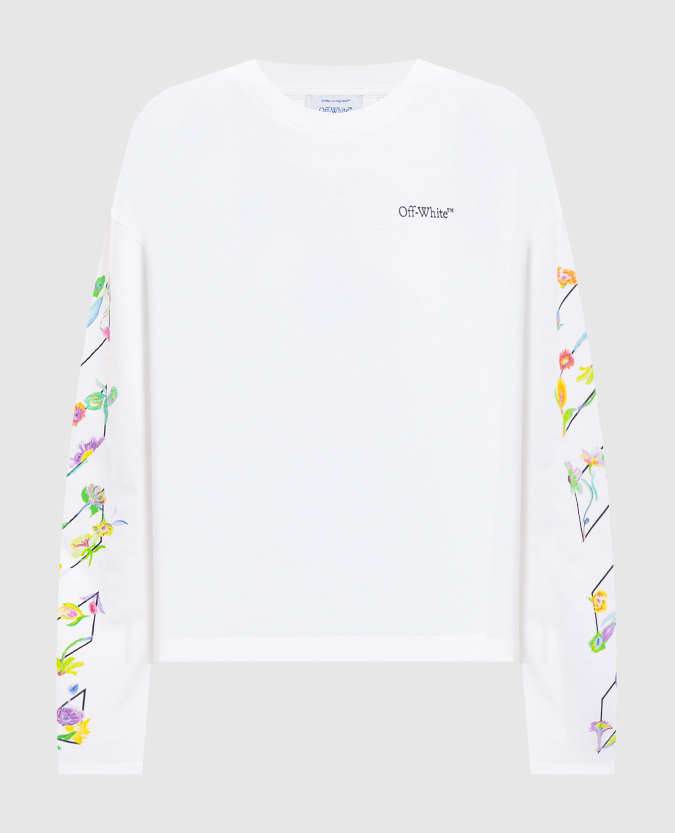 Белый лонгслив с брендовым цветочным принтом, Лонгсливы
Белый лонгслив с брендовым цветочным принтом, Лонгсливы
