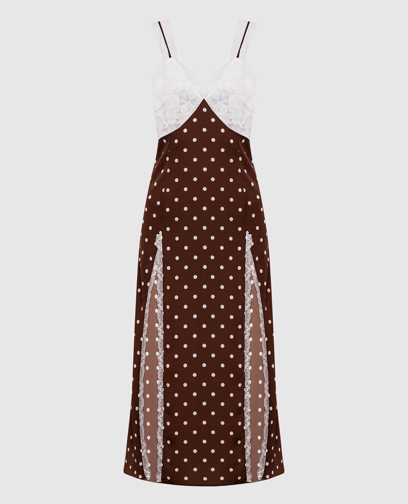 Коричневое платье в горох с кружевом, Коричневый, Повседневные платья
Коричневое платье в горох с кружевом, Коричневый, Повседневные платья
