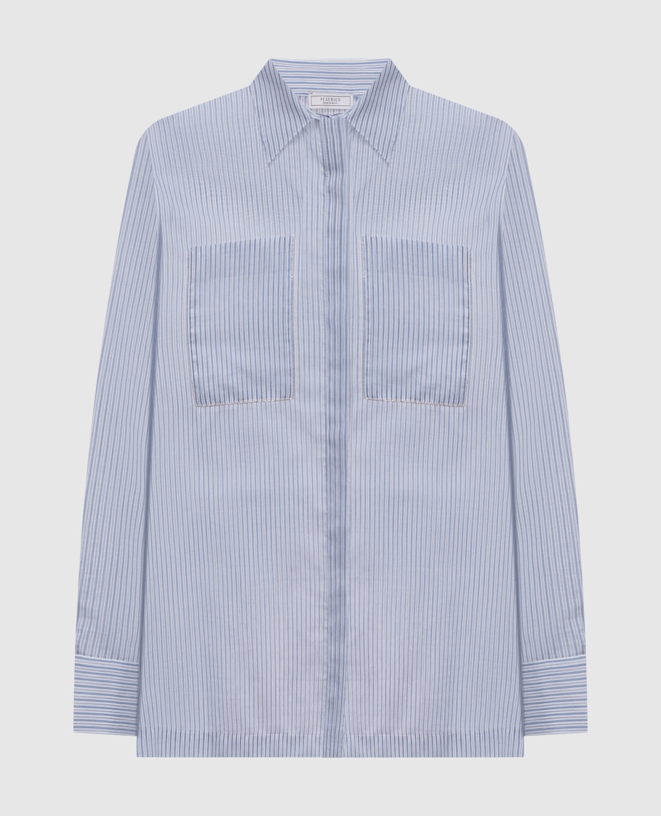 Голубая рубашка с шелком в полоску с цепочкой мониль, Голубой, Рубашки
Голубая рубашка с шелком в полоску с цепочкой мониль, Голубой, Рубашки