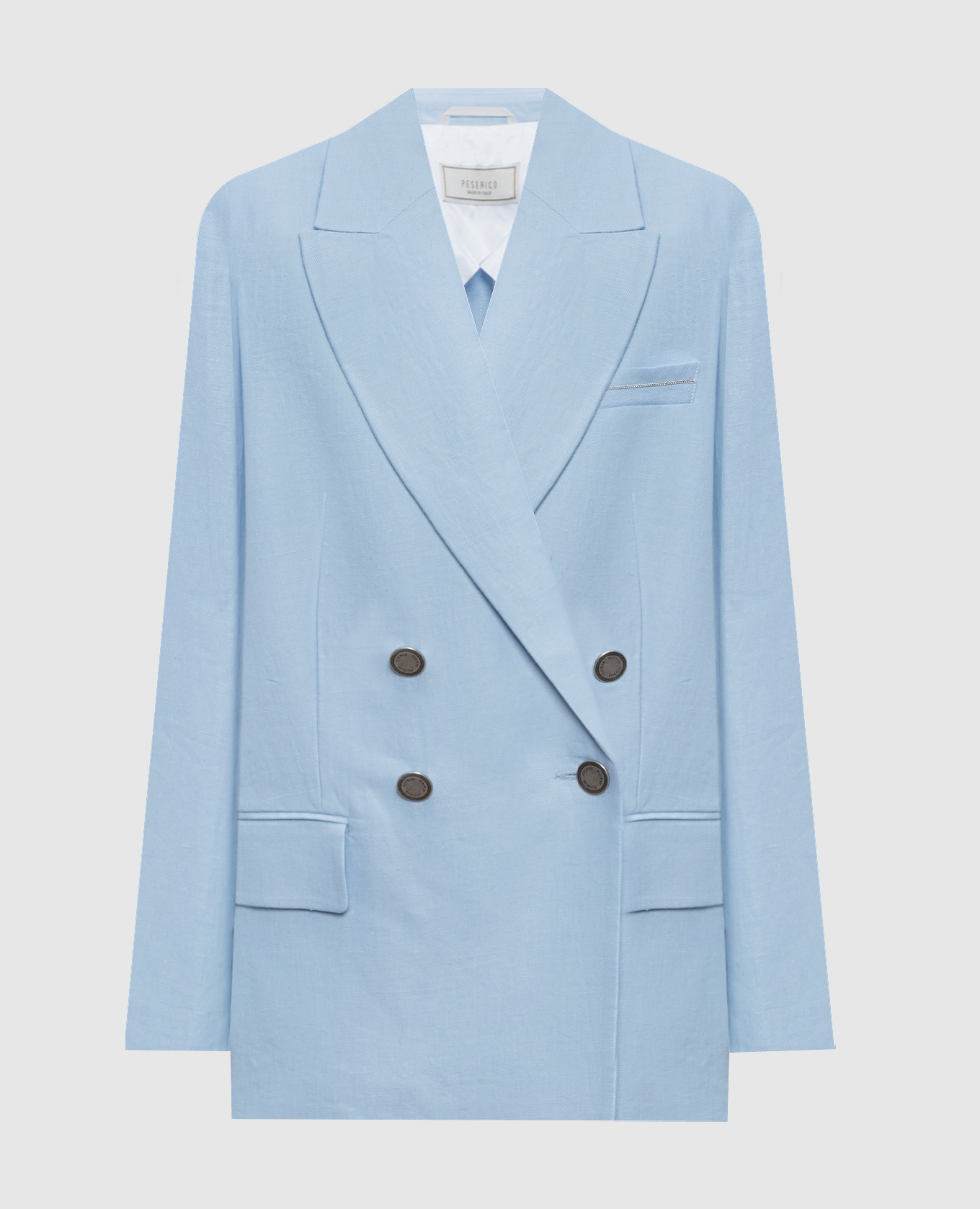 Голубой двубортный жакет из льна, Жакеты
Голубой двубортный жакет из льна, Жакеты