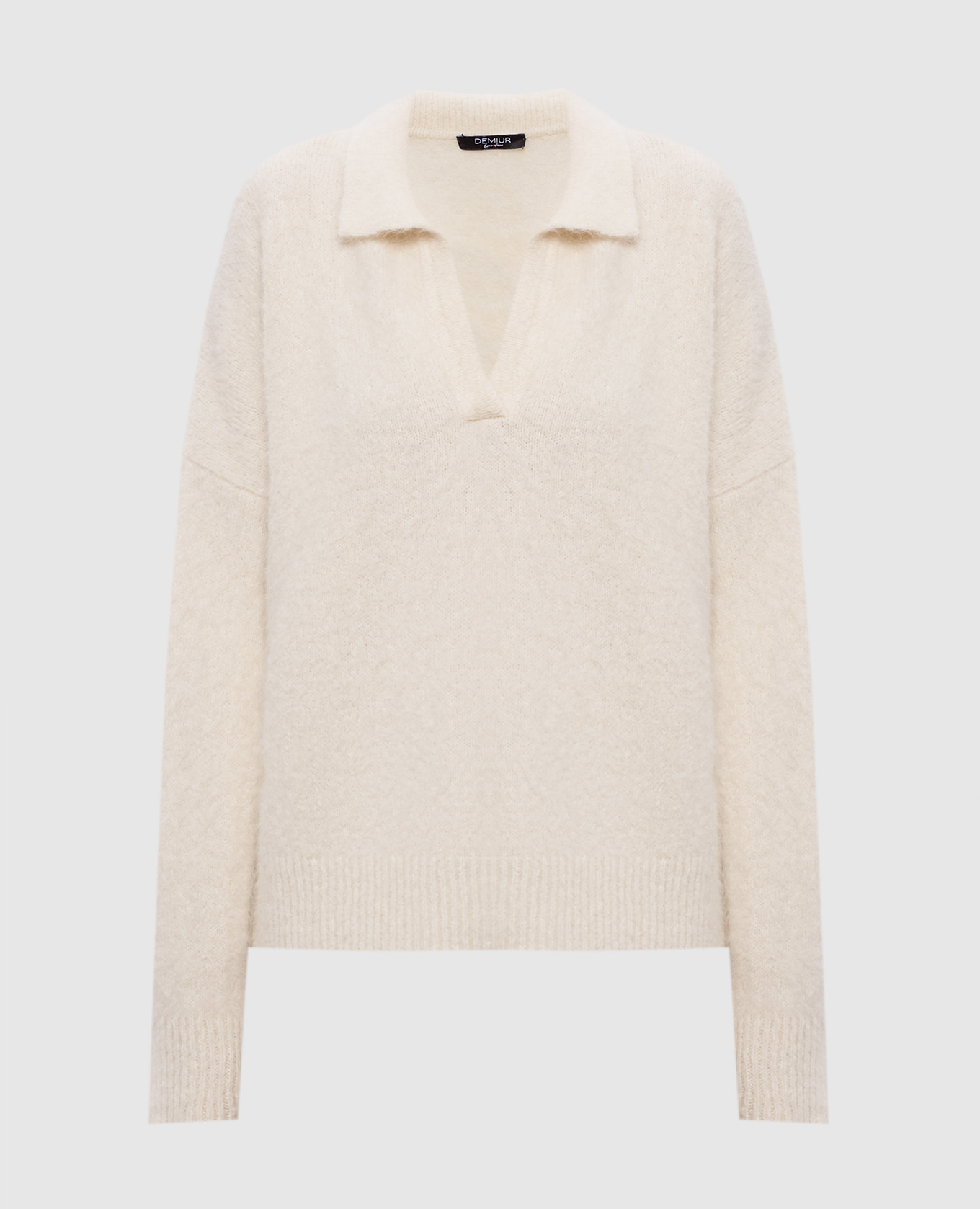 Белый свитер шерстью альпаки с воротником-поло, Свитера
Белый свитер шерстью альпаки с воротником-поло, Свитера