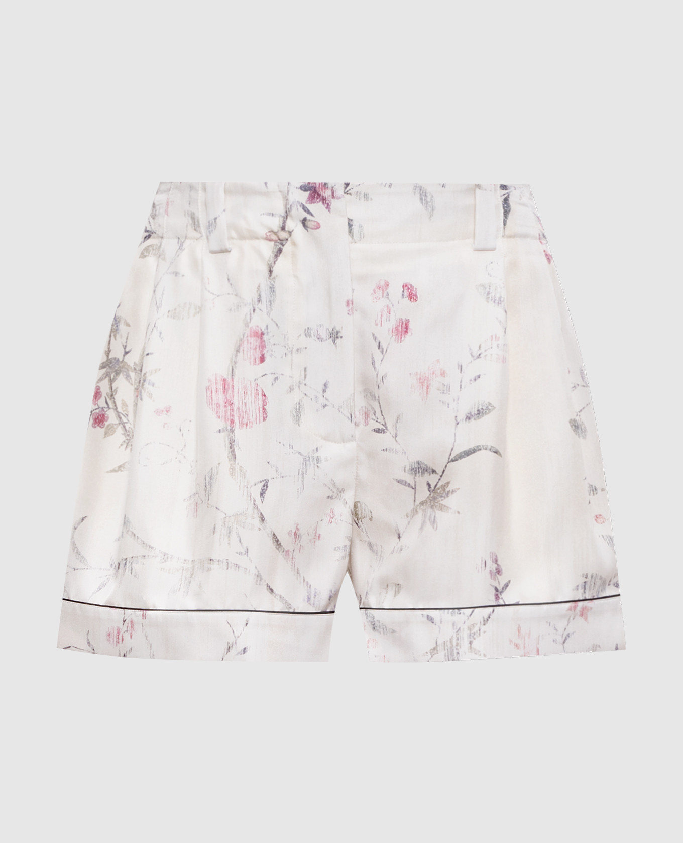 Шорты цвета айвори из шелка в цветочный принт, Бежевый, Шорты
Шорты цвета айвори из шелка в цветочный принт, Бежевый, Шорты
