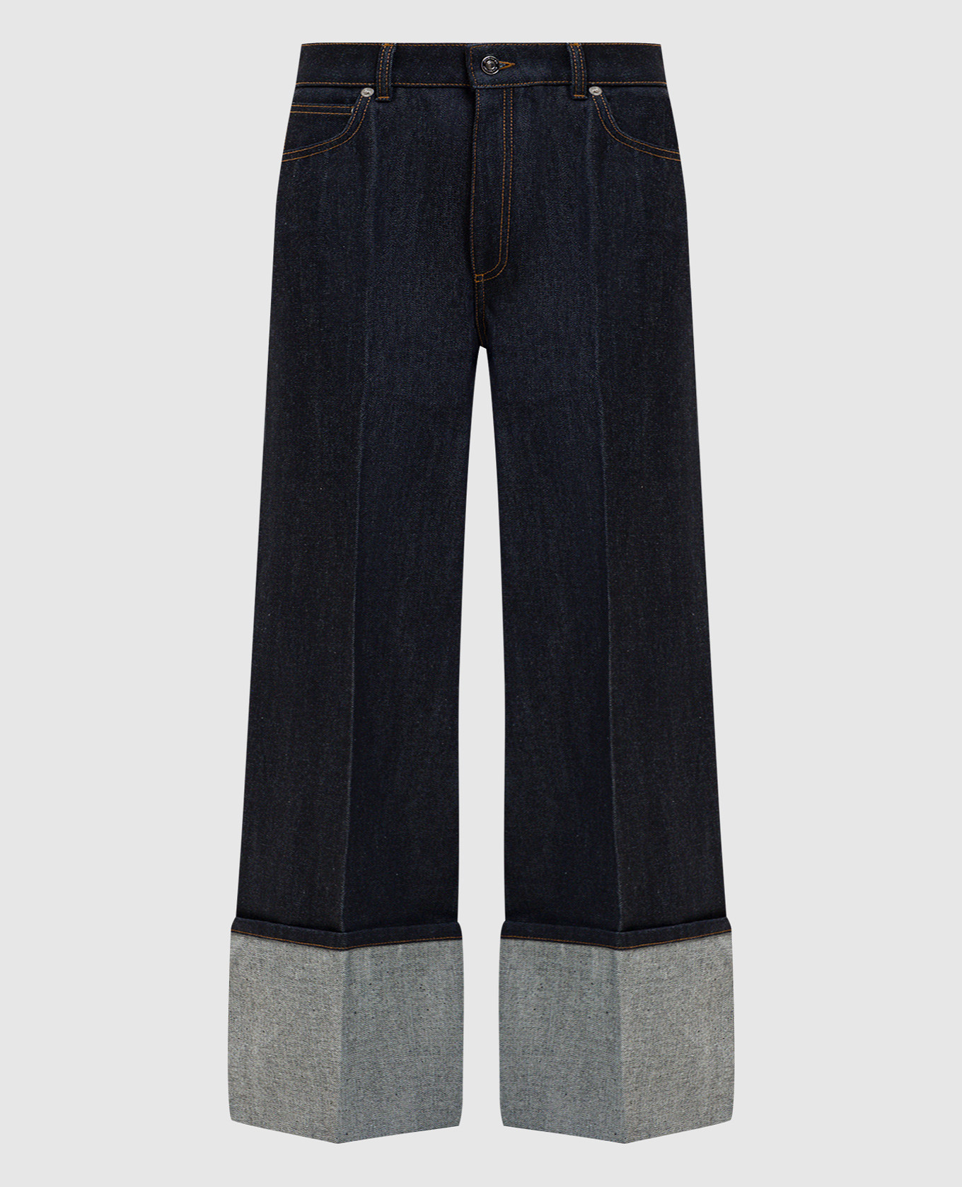 Темно-синие джинсы с отворотами, Синий, Широкие джинсы
Темно-синие джинсы с отворотами, Синий, Широкие джинсы