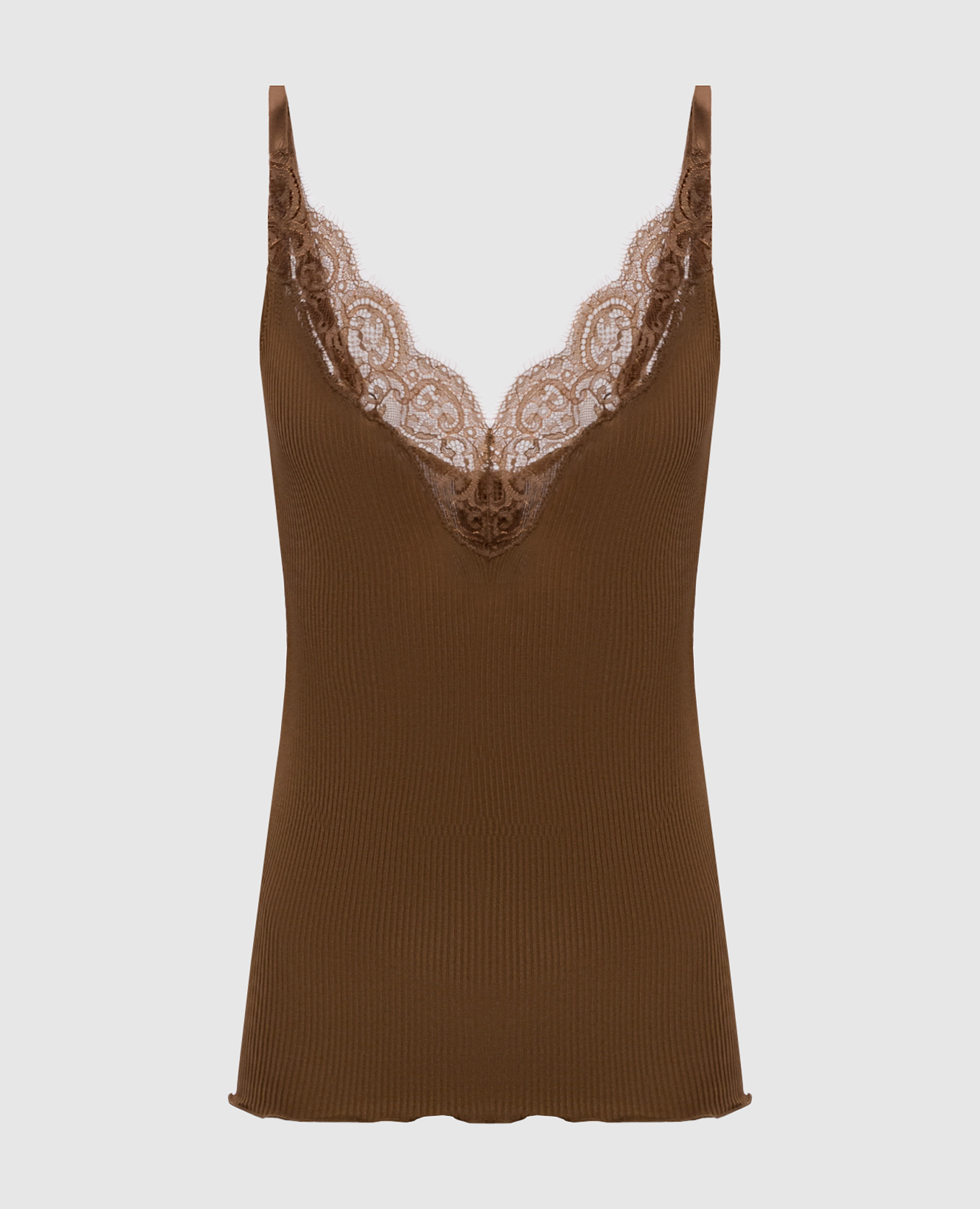 Коричневый топ из шелка в рубчик, Топы
Коричневый топ из шелка в рубчик, Топы