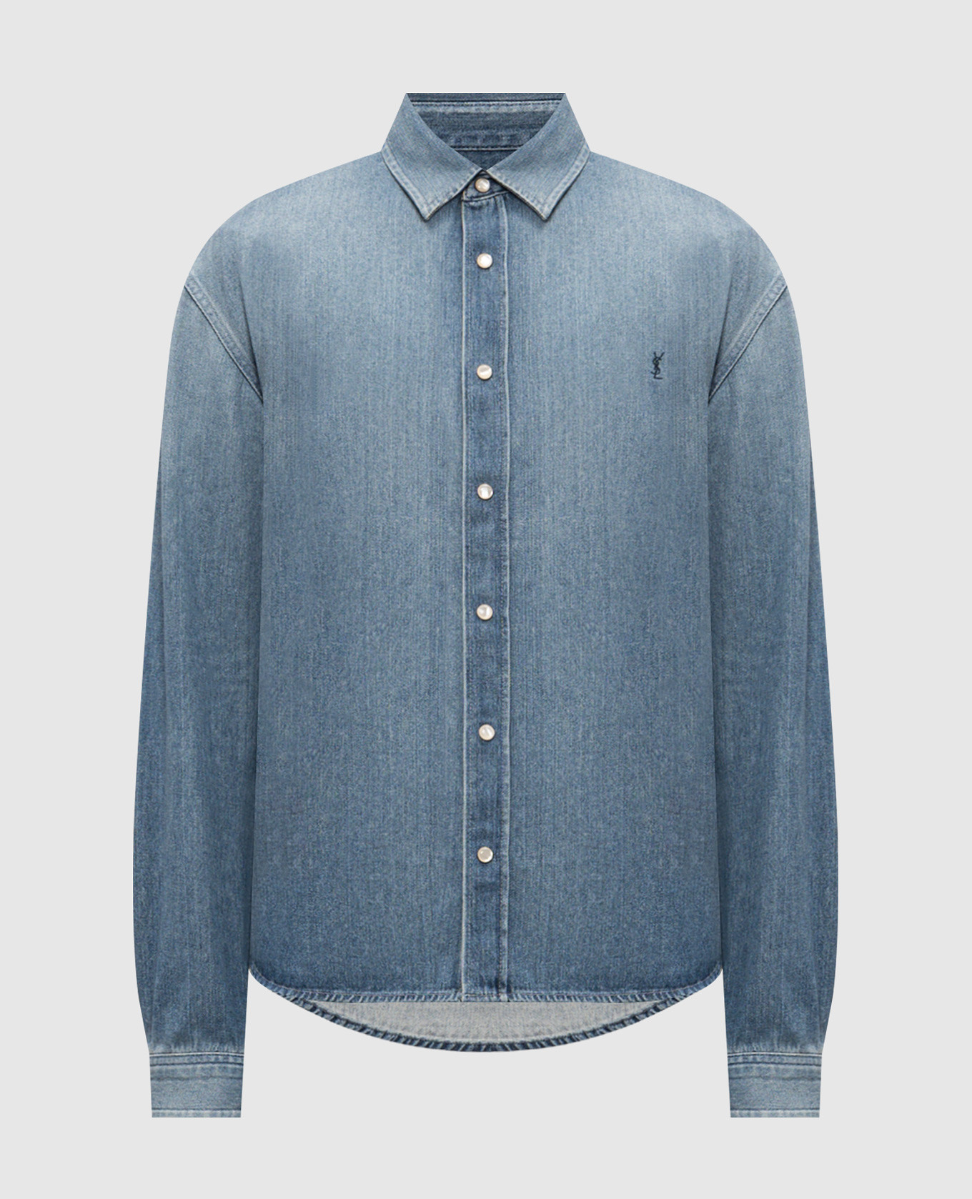 Голубая джинсовая рубашка с эффектом потертости, Голубой, Рубашки
Голубая джинсовая рубашка с эффектом потертости, Голубой, Рубашки