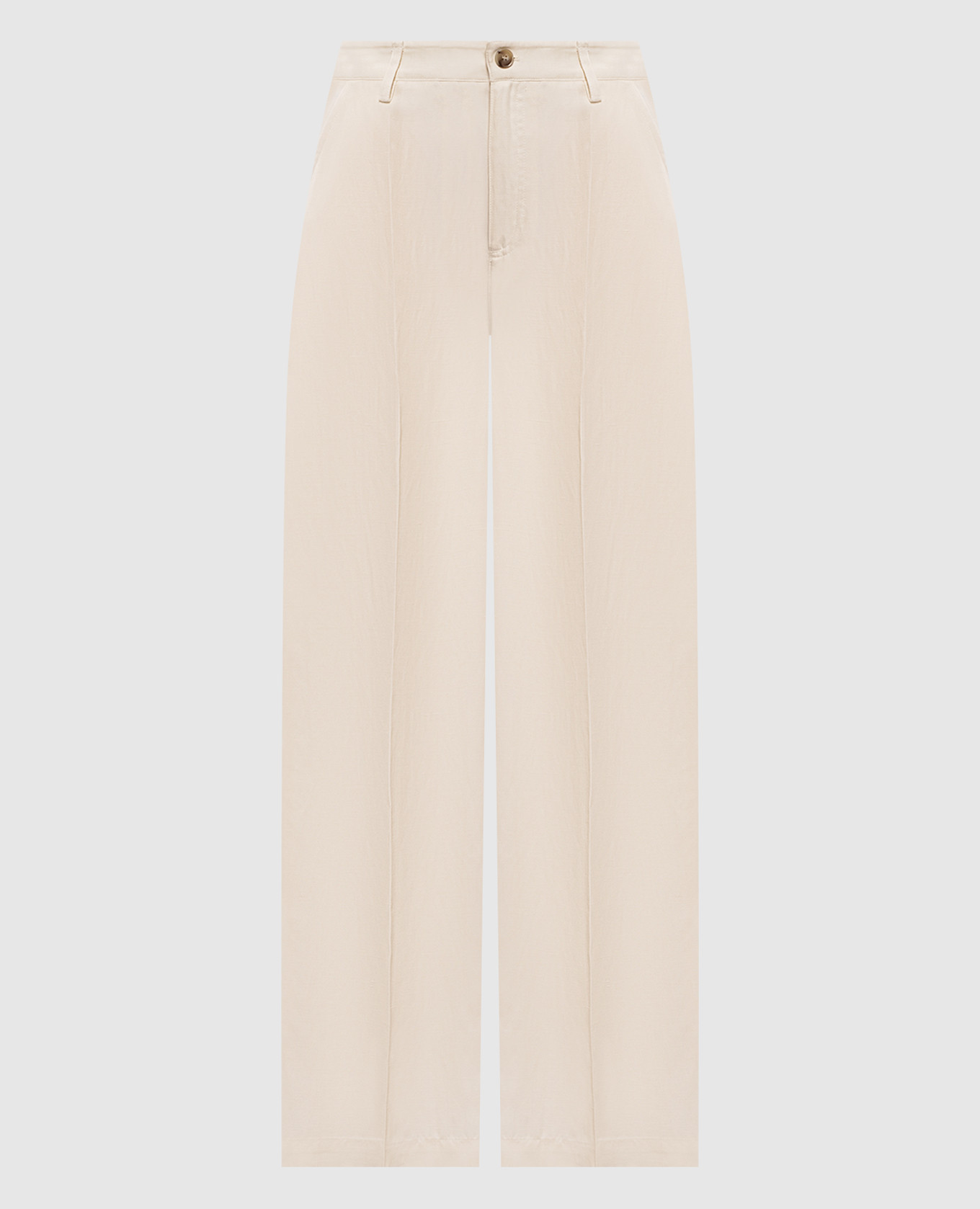 Брюки цвета айвори с леном, Бежевый, Широкие брюки
Брюки цвета айвори с леном, Бежевый, Широкие брюки