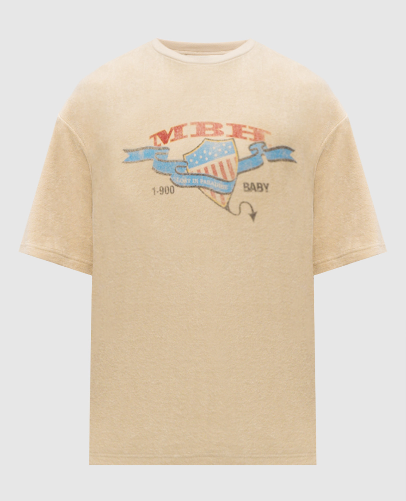 Бежевая махровая футболка с принтом, Бежевый, Футболки
Бежевая махровая футболка с принтом, Бежевый, Футболки