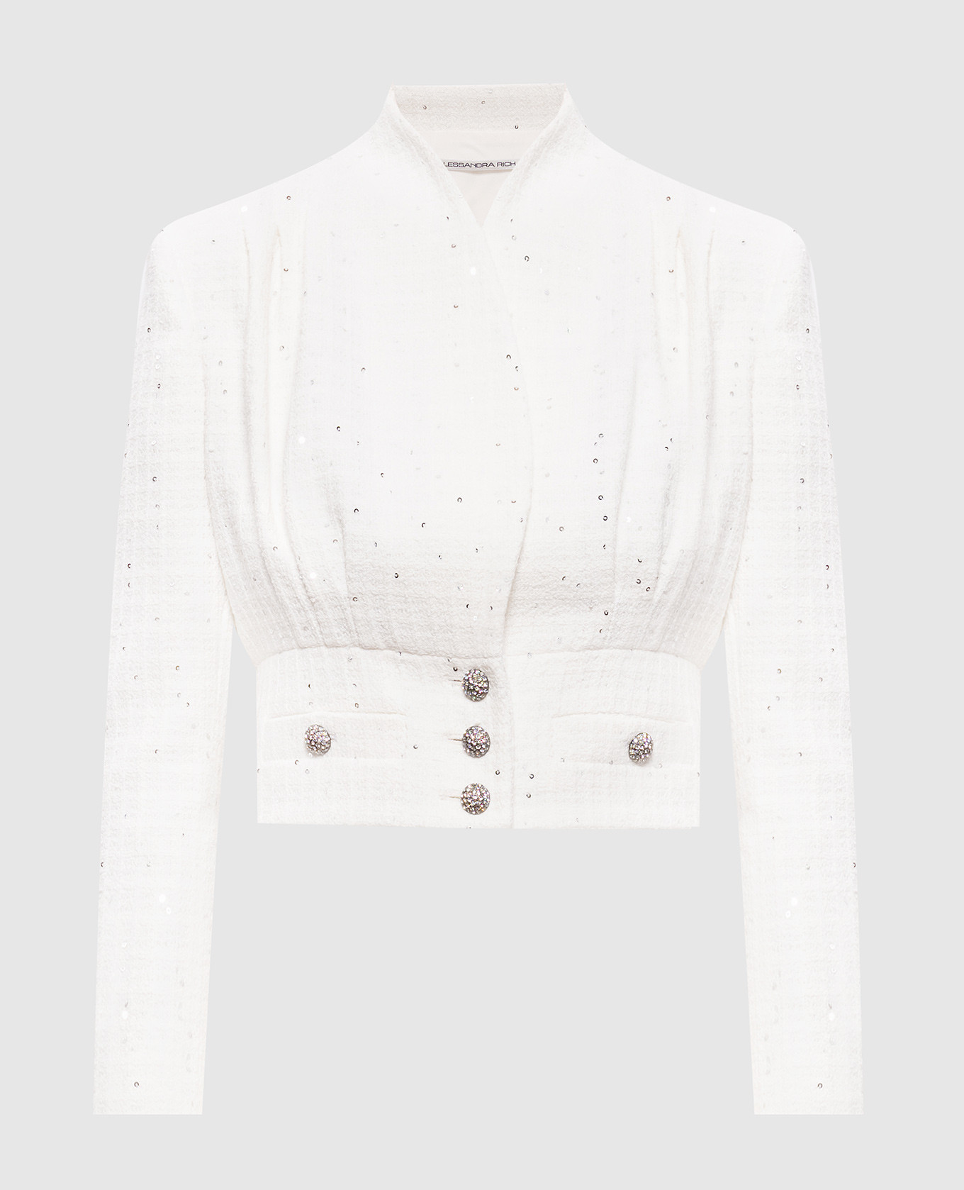 Белый твидовый укороченный жакет с пайетками, Жакеты
Белый твидовый укороченный жакет с пайетками, Жакеты