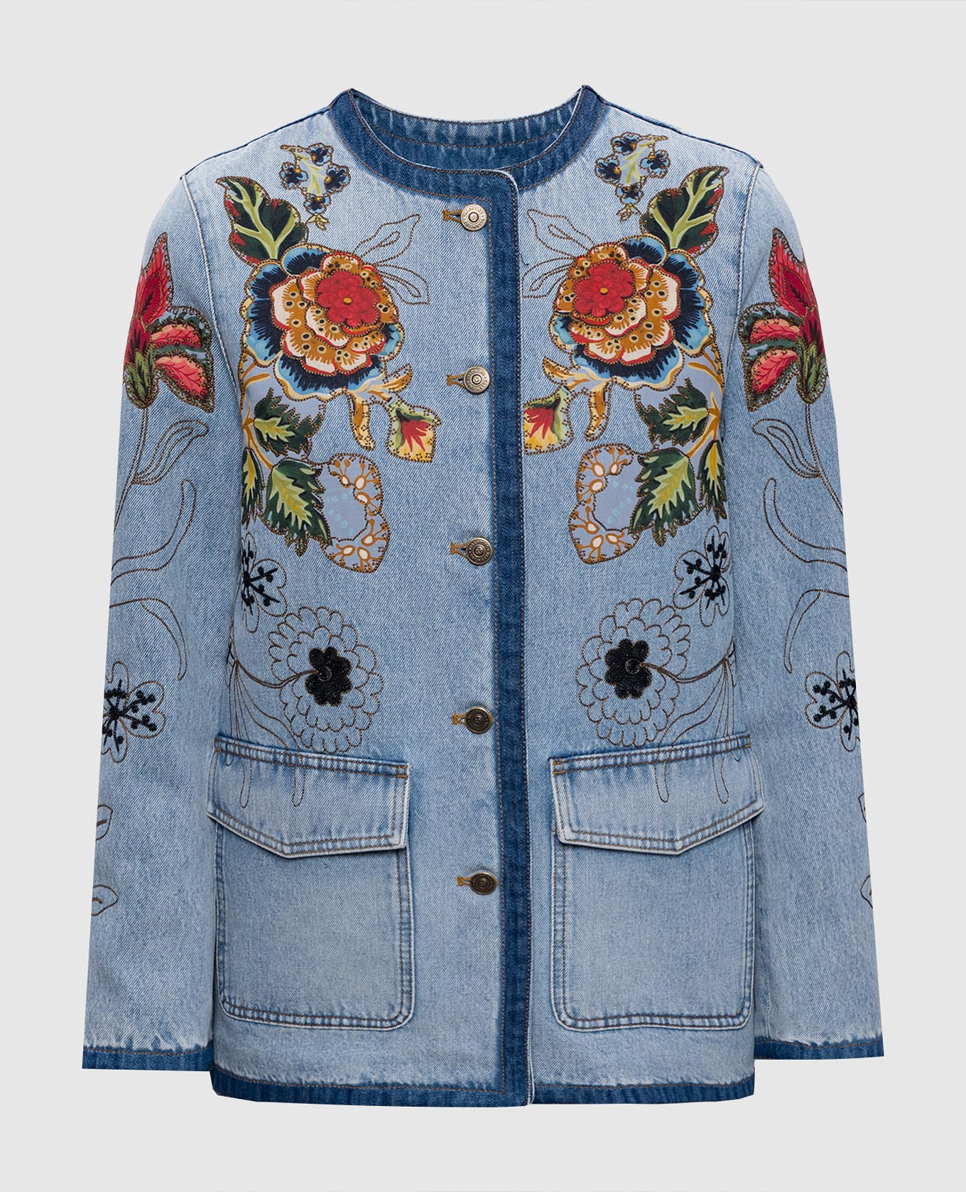 Голубая джинсовая куртка с цветочной аппликацией, Голубой, Джинсовые куртки
Голубая джинсовая куртка с цветочной аппликацией, Голубой, Джинсовые куртки