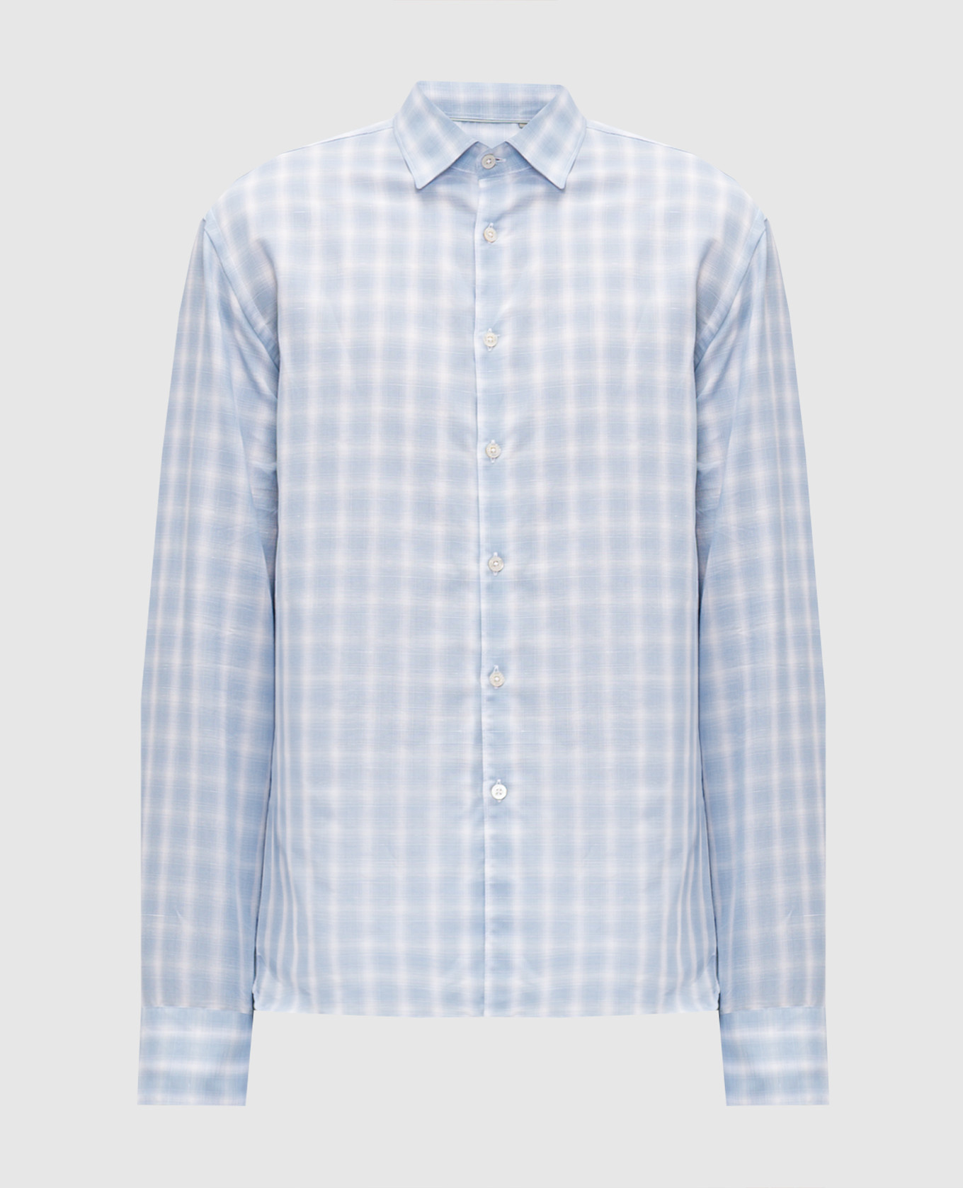 Голубая рубашка с льном в клетку, Голубой, Рубашки
Голубая рубашка с льном в клетку, Голубой, Рубашки