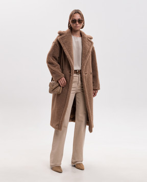Max Mara Коричневе двобортне пальто TEDDY з вовни верблюда та шовку TEDDY