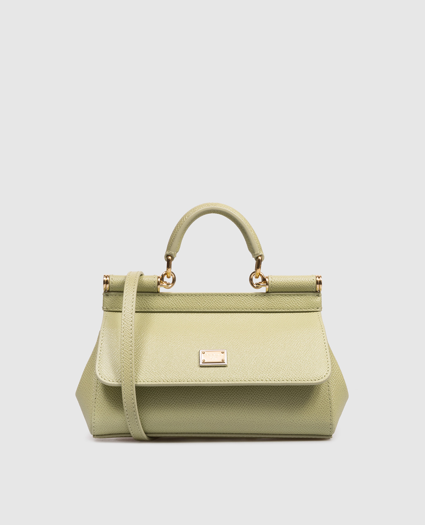 Зеленая кожаная сумка Sicily с пластиной логотипа