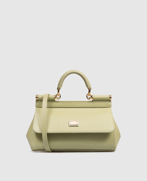 Dolce&Gabbana Зеленая кожаная сумка Sicily с пластиной логотипа BB7116B1001