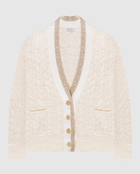 Brunello Cucinelli Бежевый кардиган с конопли и шелка MWA576306