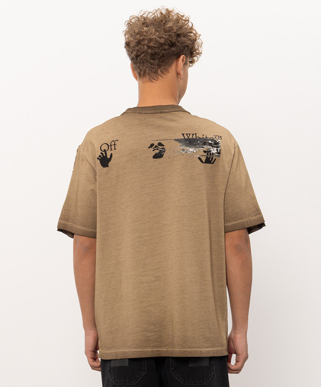 Off-White Футболка цвета хаки Inked Mercy 44MAA16NF26J002 изображение 4