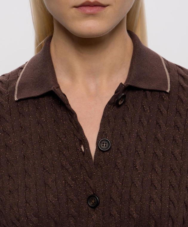 Brunello Cucinelli Коричневый кардиган с люрексом MAZ226116 изображение 5