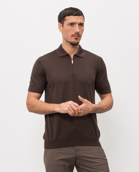 Bertolo Cashmere Коричневе поло із шовку 900270000026