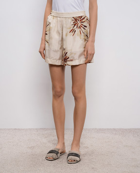 Brunello Cucinelli Бежевые шорты из шелка MQ967RH299