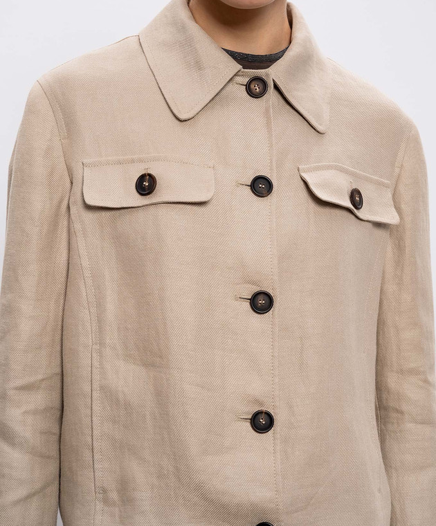 Brunello Cucinelli Бежевая куртка из льна MH5277581 изображение 5