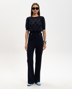 Twinset Синие брюки клеш с логотипом 261TP2144