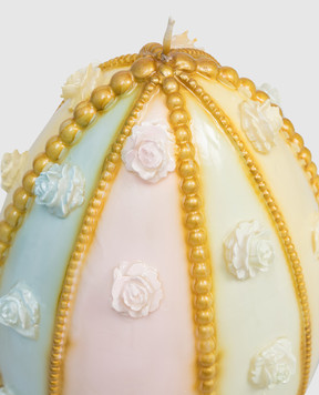 Cereria Introna Свічка у формі яйця з прикрасами у вигляді квіток та перлів 2294