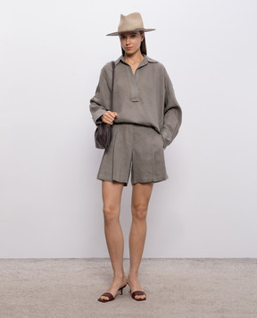 Brunello Cucinelli Зелена сорочка з льону MA698MQ705