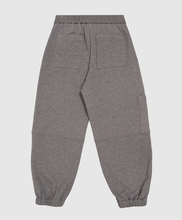 Brunello Cucinelli Детские серые джоггеры с фактурной эмблемой BN05NE473B изображение 2