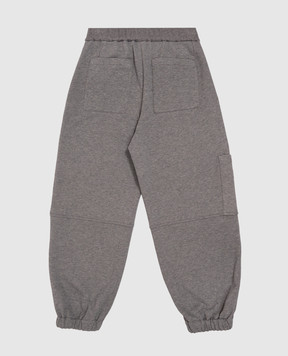 Brunello Cucinelli Детские серые джоггеры с фактурной эмблемой BN05NE473C