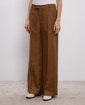 Brunello Cucinelli Коричневі штани з льону MH527P8492