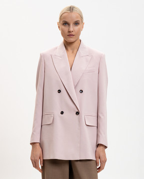 Max Mara Розовый двубортный жакет OMBROSA из шерсти и шелка MXMOMBROSA
