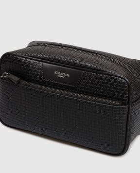 Serapian Чорний шкіряний несесер з тисненням монограми SRSTSMML546424BCG2