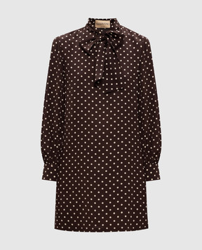 Valentino Коричнева сукня із шовку в горох 8B3VAJF89DW