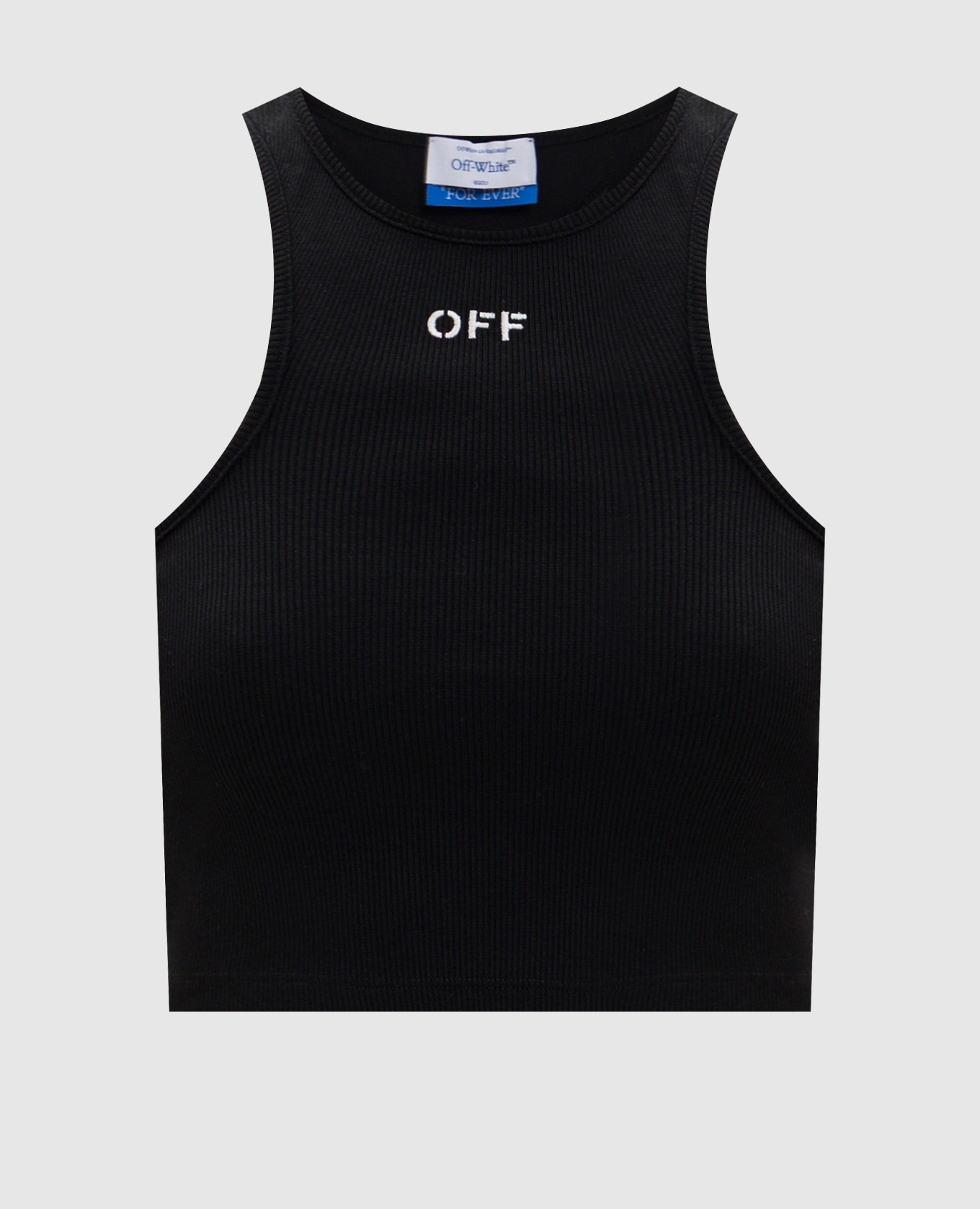 

Черный топ в рубчике с вышивкой логотипа OFF, Топы