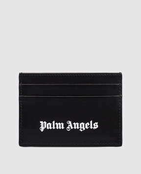 Palm Angels Чорний шкіряний картхолдер з принтом логотипа PWND015S26LEA001