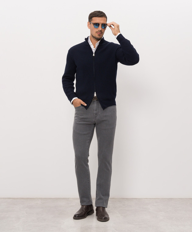 Cashmere&Whiskey Синій кардиган з вовни мериноса 83110 зображення 2