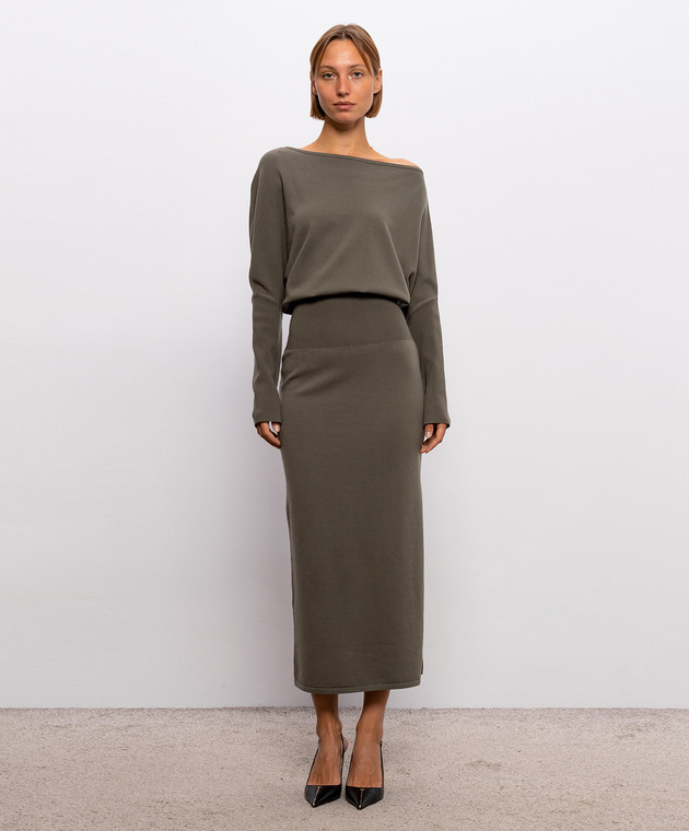 Simkhai Зелена сукня Janese з вовною з відкритим плечем 4261015K зображення 3