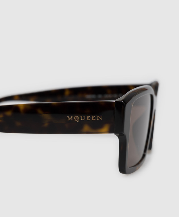 Alexander McQueen Коричневые солнцезащитные очки с эффектом черепахового панциря A009S5J0749 изображение 4