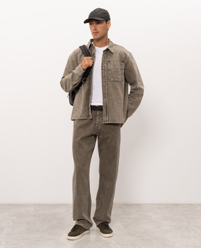 Trussardi Джинсовая рубашка хаки с вышивкой логотипа 54038200031NMS190D80
