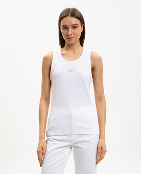 Dolce&Gabbana Білий топ в рубчик з монограмою F8V40ZGDDL8