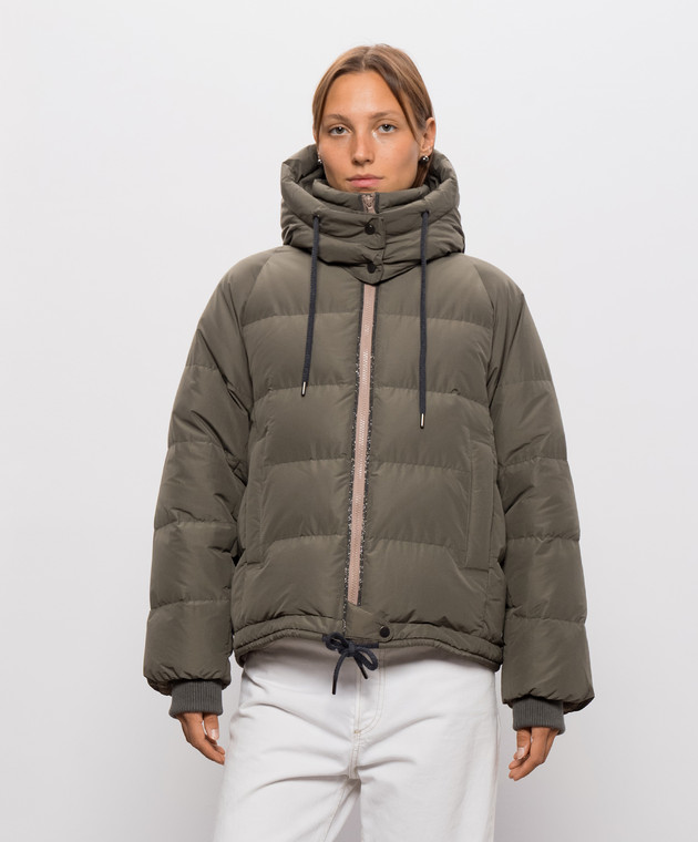 Brunello Cucinelli Пуховик цвета хаки с цепочкой мониль MH5257216 изображение 3
