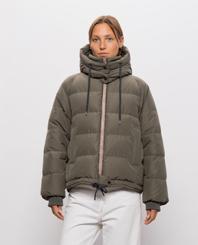 Brunello Cucinelli Пуховик кольору хакі з ланцюжком моніль MH5257216
