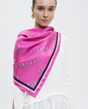 Givenchy Рожева хустка із шовку Shadow з контрастним логотипом 710009495015