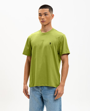 Ami Paris Зелена футболка з вишивкою емблеми HTS346724m