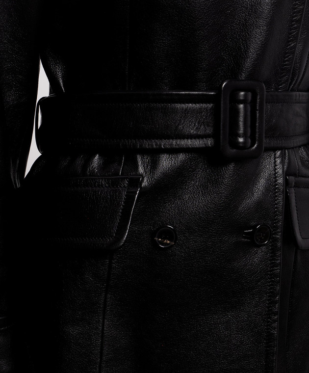 Saint Laurent Черная кожаная двубортная куртка 876892YCQT2 изображение 5