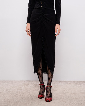 Alessandra Rich Черная юбка миди из шелка FABX4283F3057