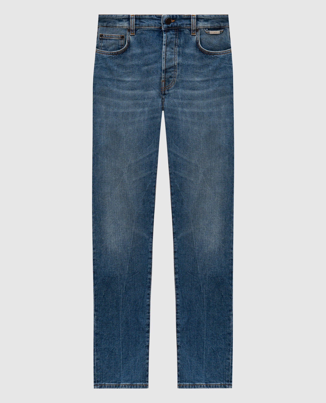 

Синие джинсы с логотипом, Синий, Прямые джинсы